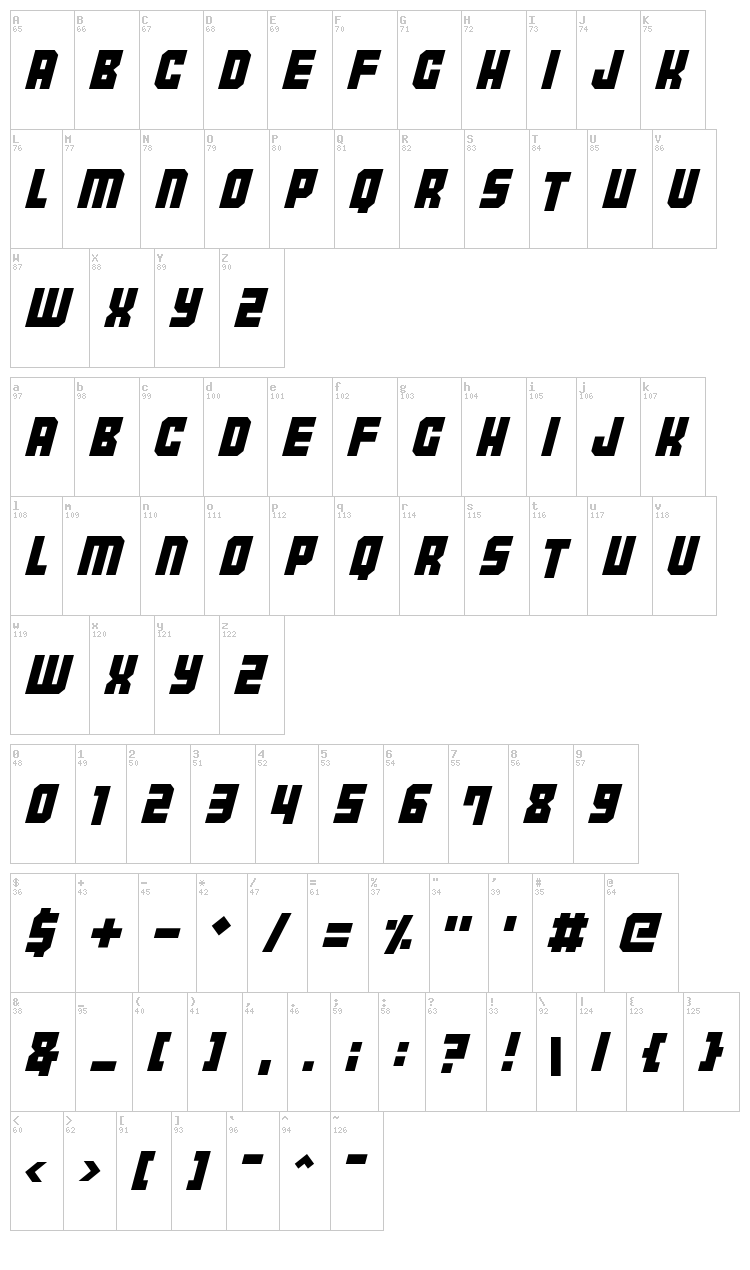 Tokyo 2097 font map